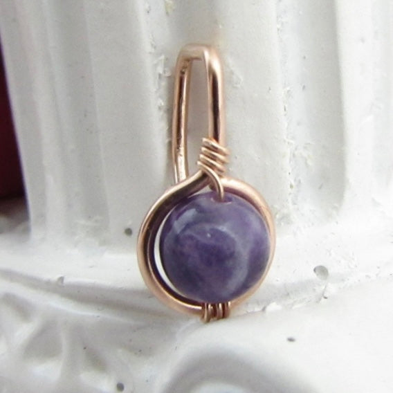 Gemstone Non Dangle Belly Ring - Rose Gold Fill 18ga