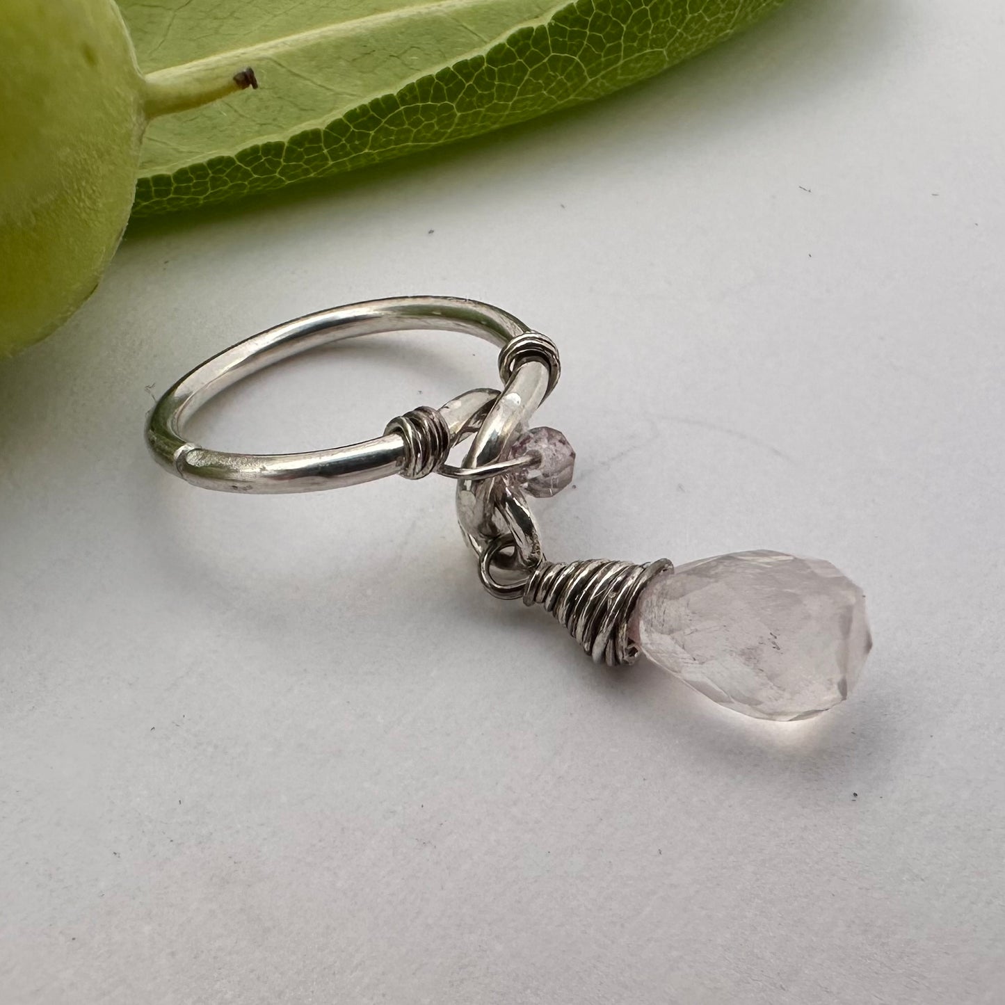 Grecian Briolette Side Dangle Cartilage Hoop - 18ga 20ga Sterling Silver