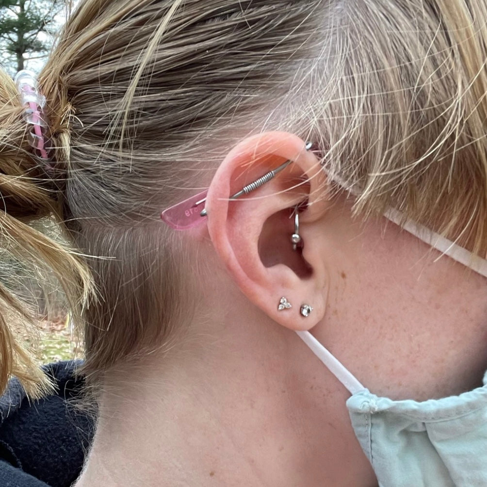 Simple Pierced Industrial Ear Bar - 18ga