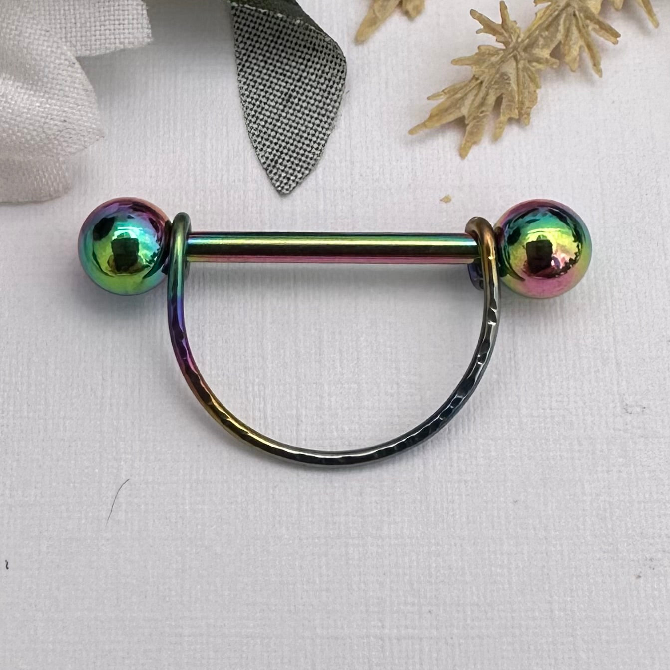 Simple Stirrup Textured Nipple Ring 316L Stainless Steel - 1pc