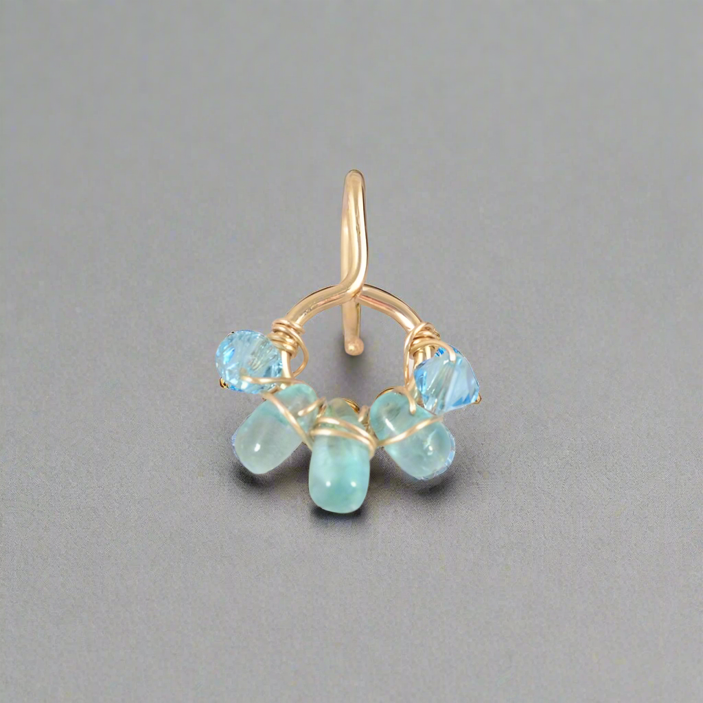 Healing Crystal Non Dangle Cluster 10k Yellow Gold Belly Ring