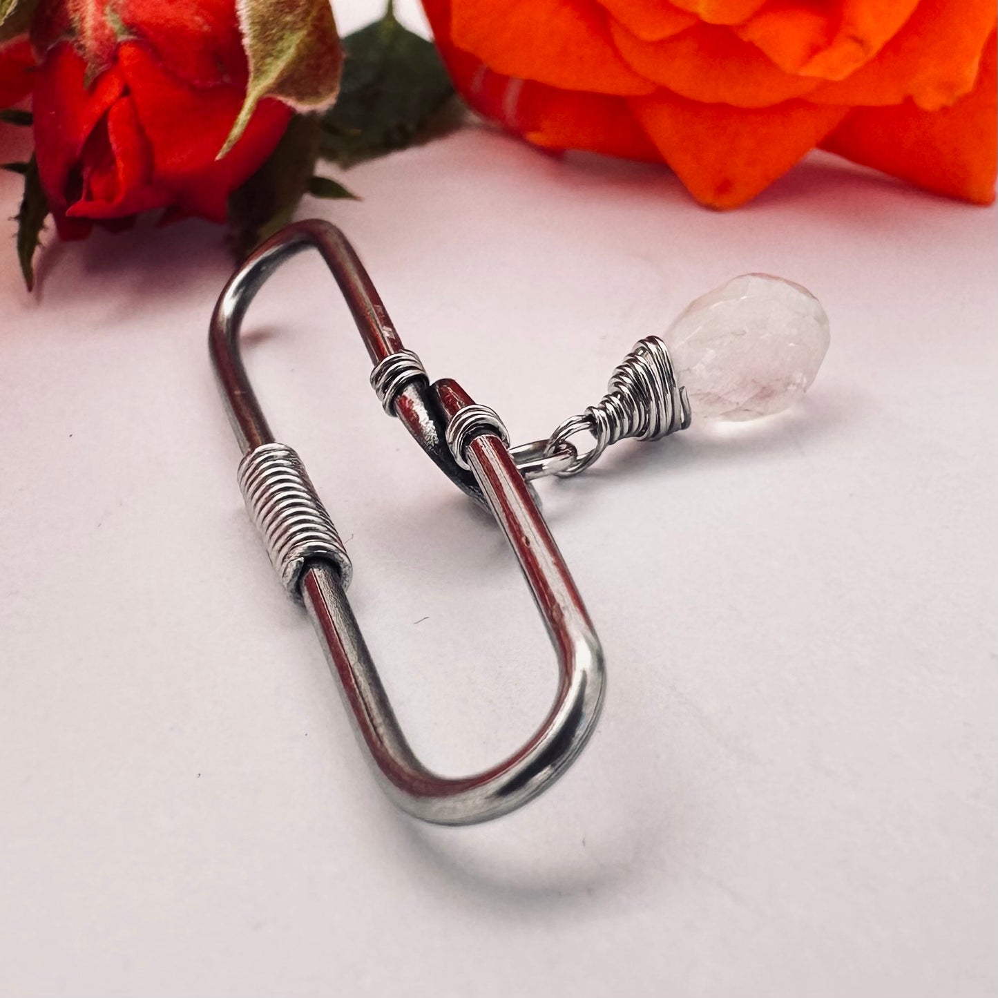 Grecian Briolette Dangle Pierced Industrial Ear Bar - 316L Stainless Steel