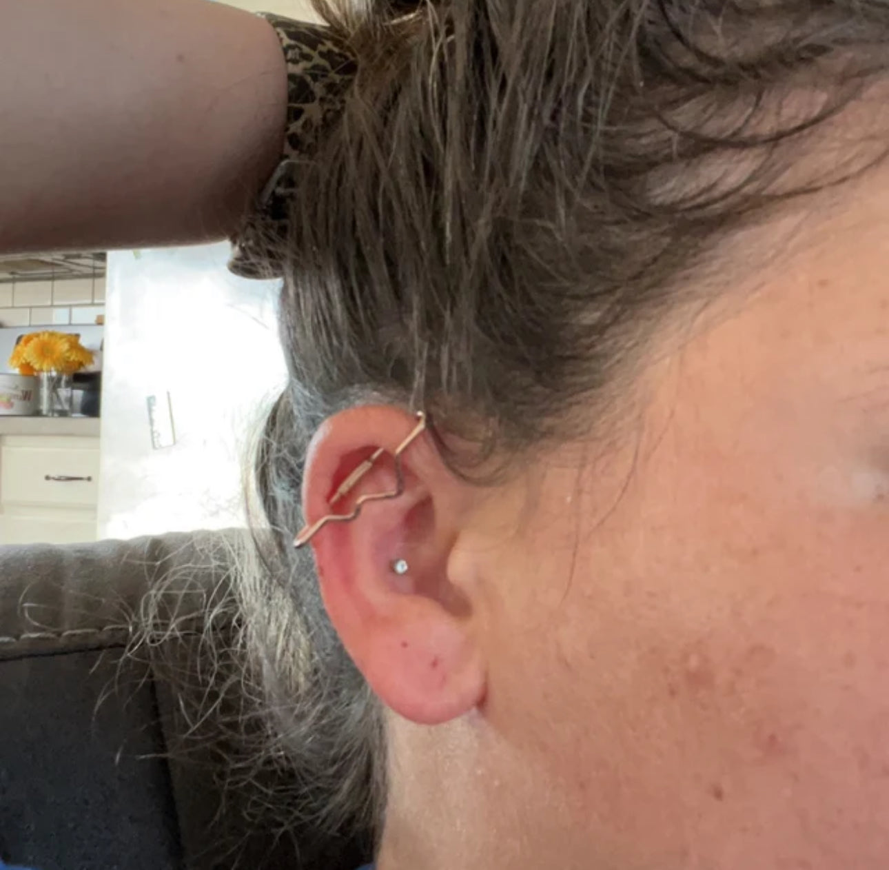 Mountain Textured Pierced Industrial Ear Bar - 18ga