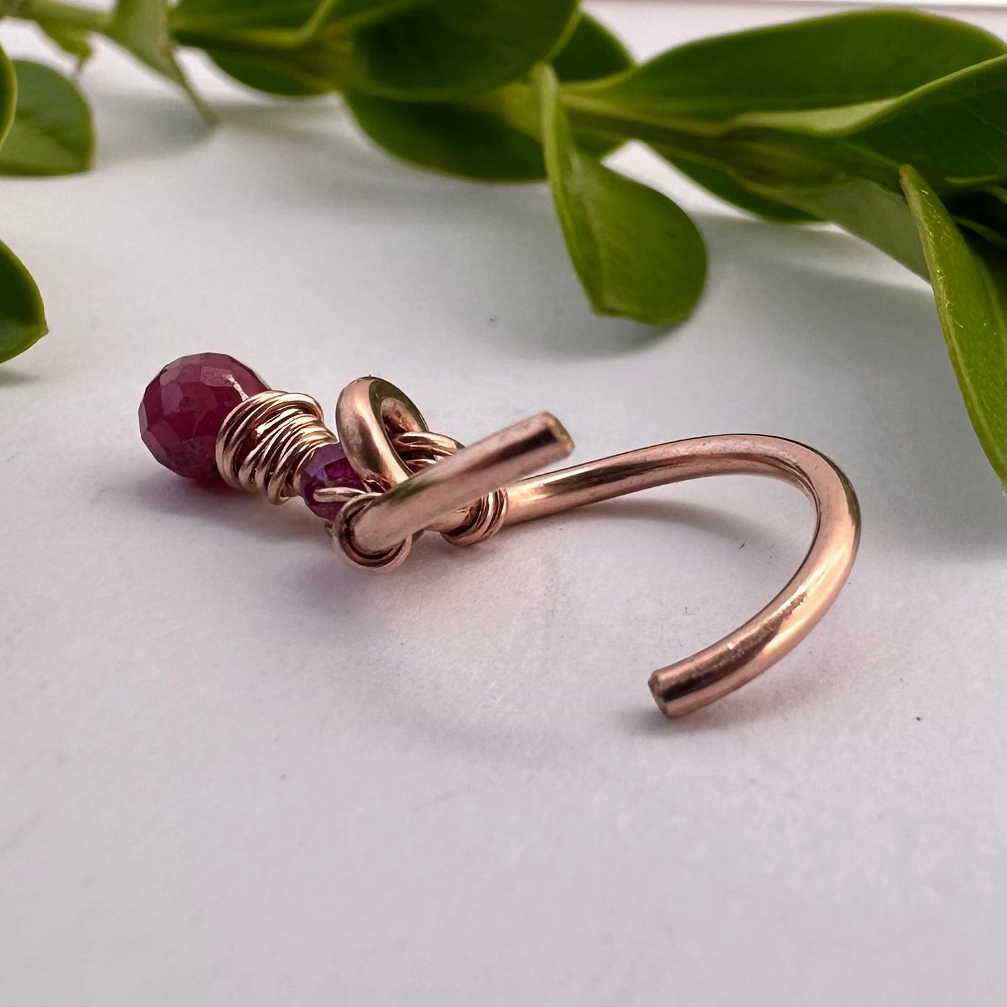 Grecian Briolette Dangle Cartilage Hoop - 14ga 16ga Rose Gold Fill