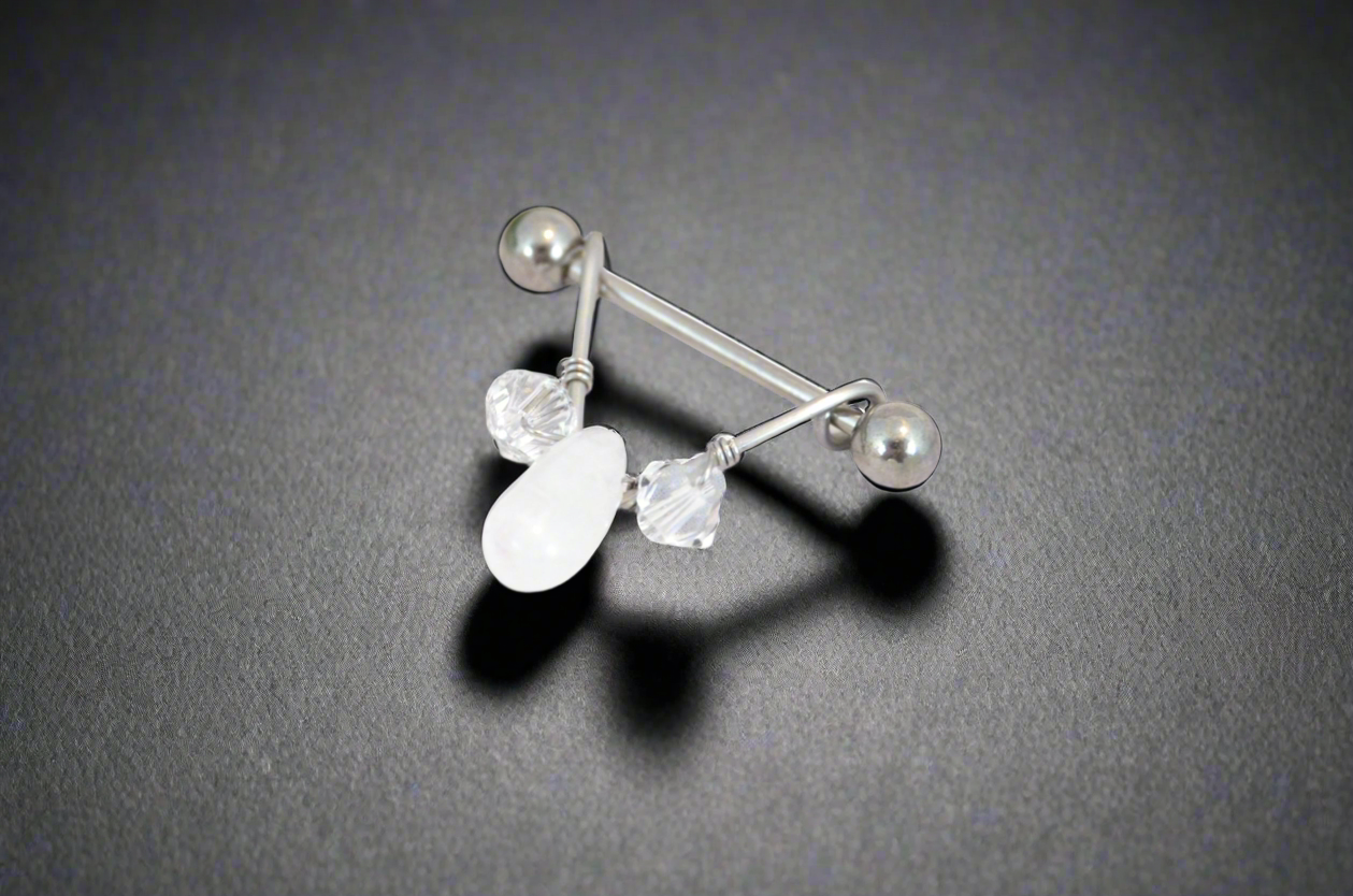 Healing Crystal V 316L Stainless Steel Nipple Ring - 1pc