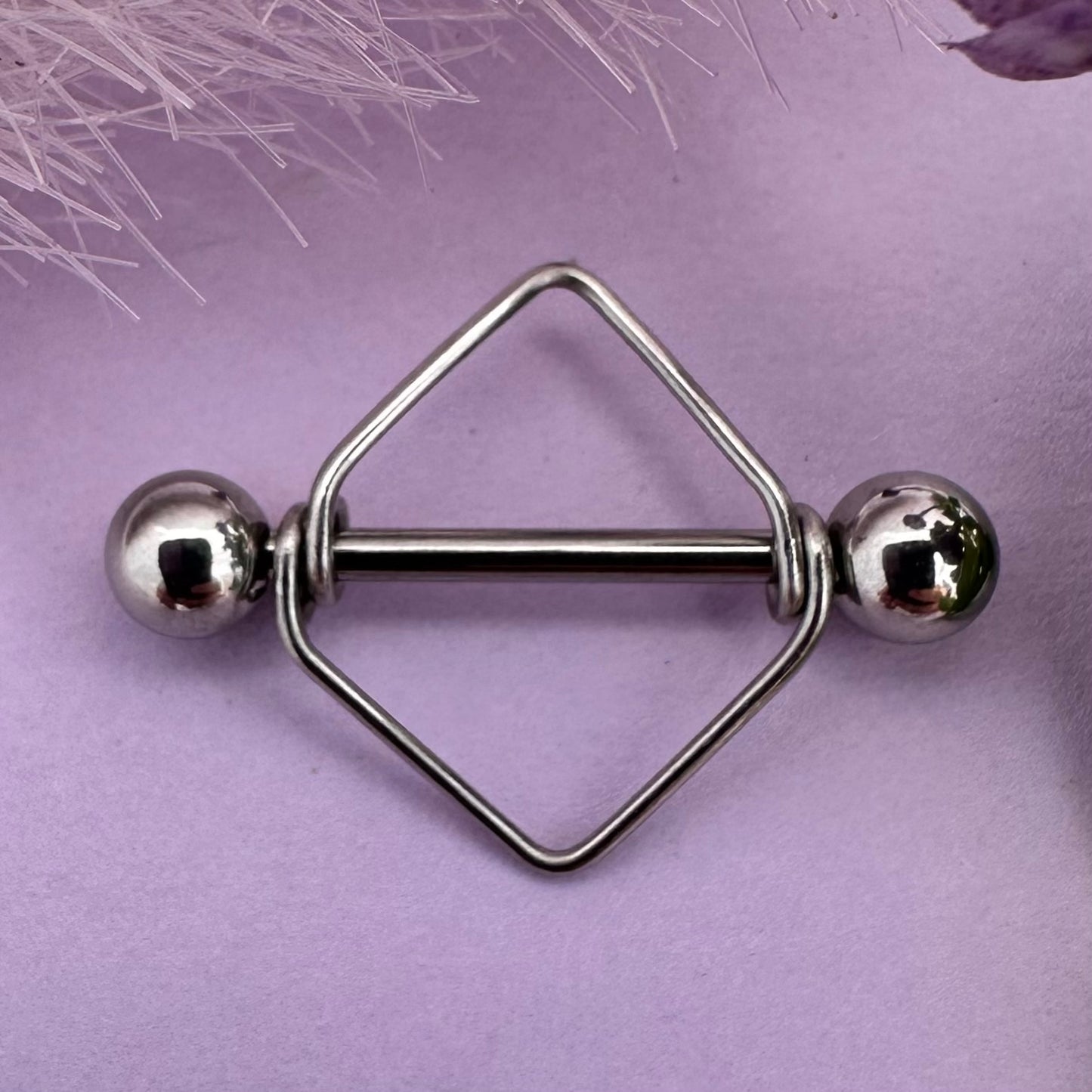 Simple Diamond Frame Nipple Shield 316L Stainless Steel - 1pc