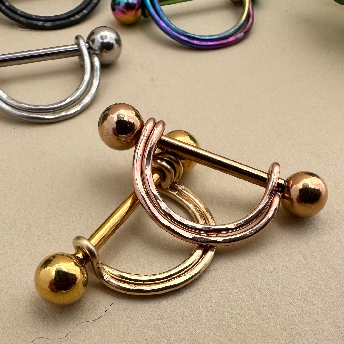 Double Banded Textured Nipple Ring 316L Stainless Steel - 1pc
