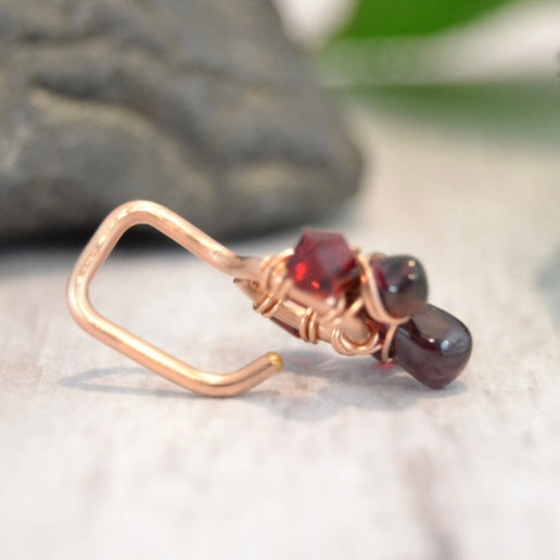 Healing Crystal Cluster Non Dangle Belly Ring - Rose Gold Fill