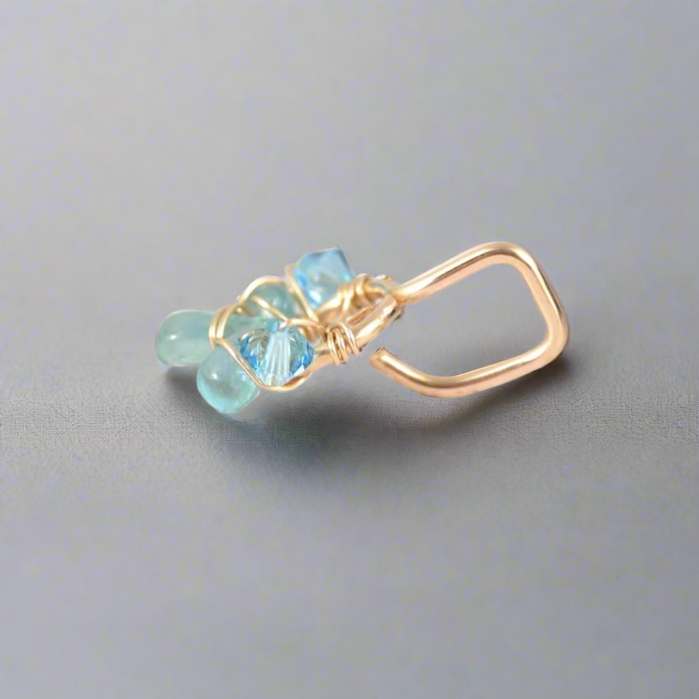Healing Crystal Non Dangle Cluster 18k Yellow Gold Belly Ring