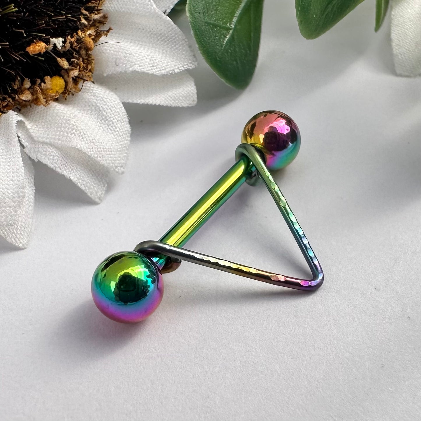Simple V Textured Nipple Ring 316L Stainless Steel - 1pc