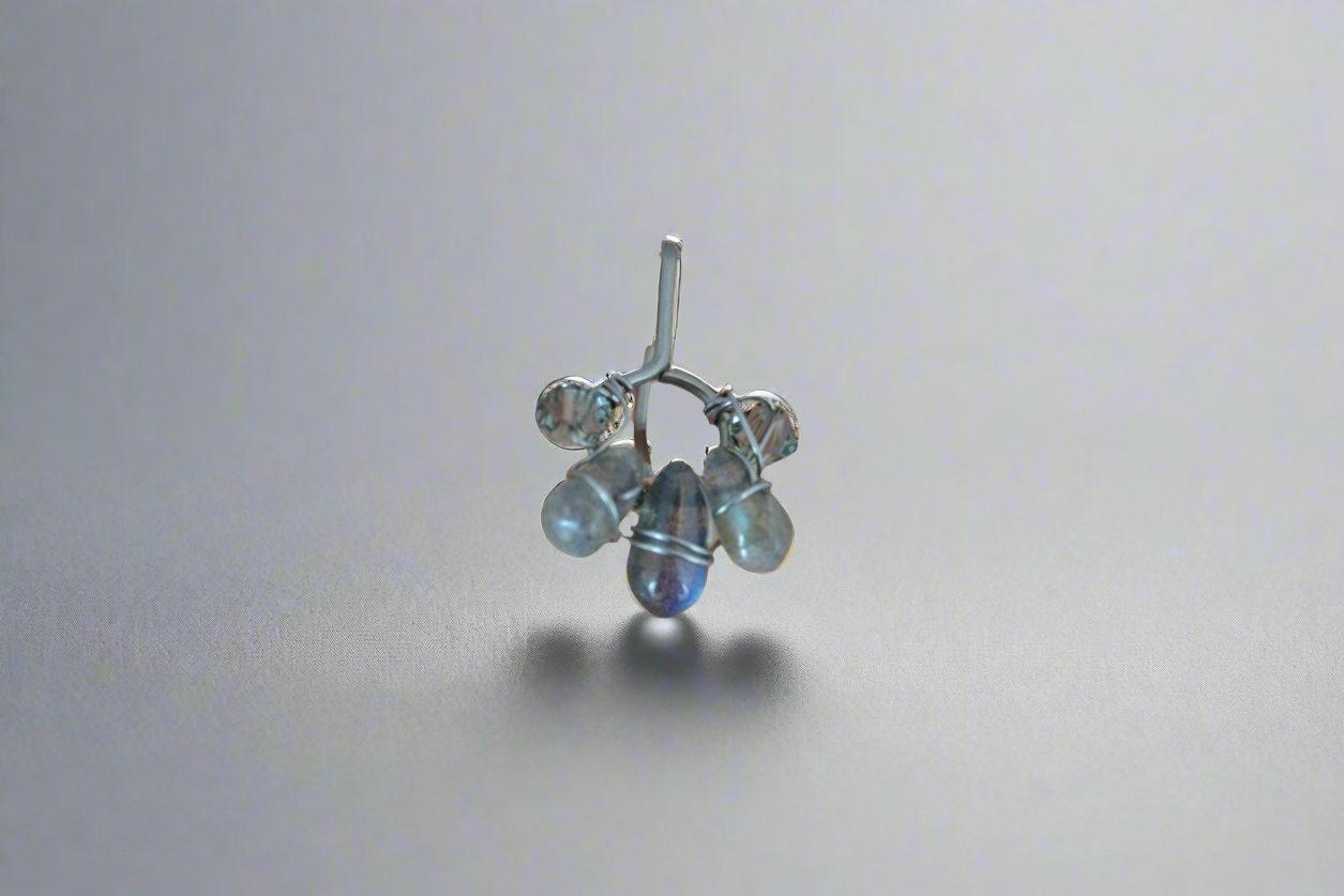 Healing Crystal Cluster Non Dangle Belly Ring - Niobium