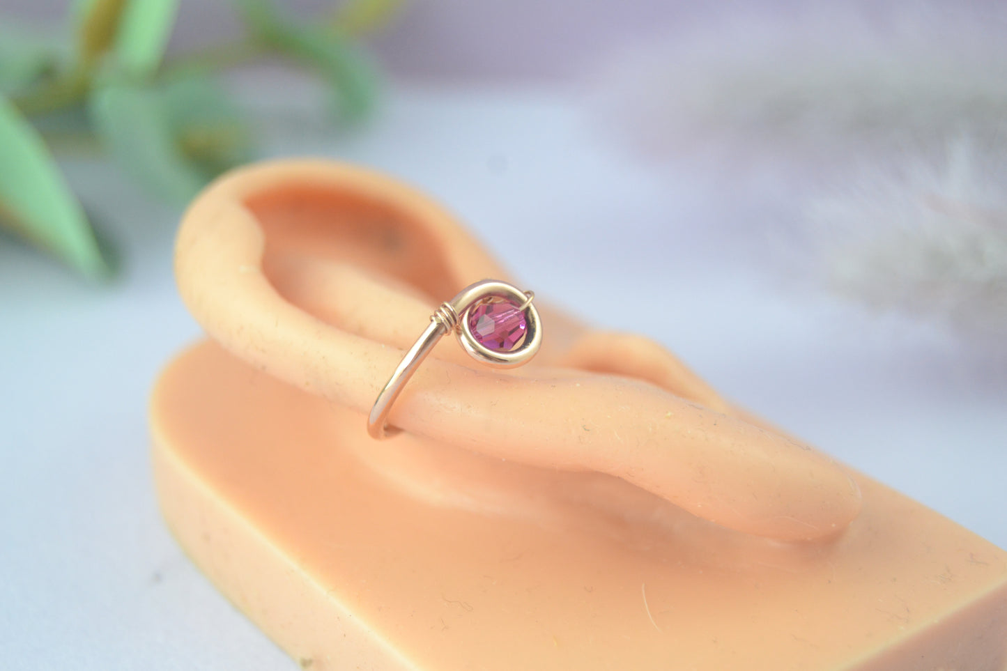Loop Crystal Conch Earring - Rose Gold Fill