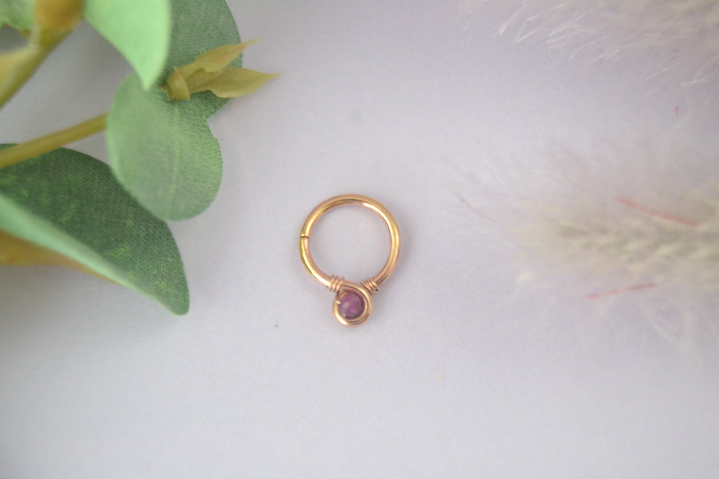 Grecian Loop Gemstone Cartilage Hoop - Rose Gold Fill