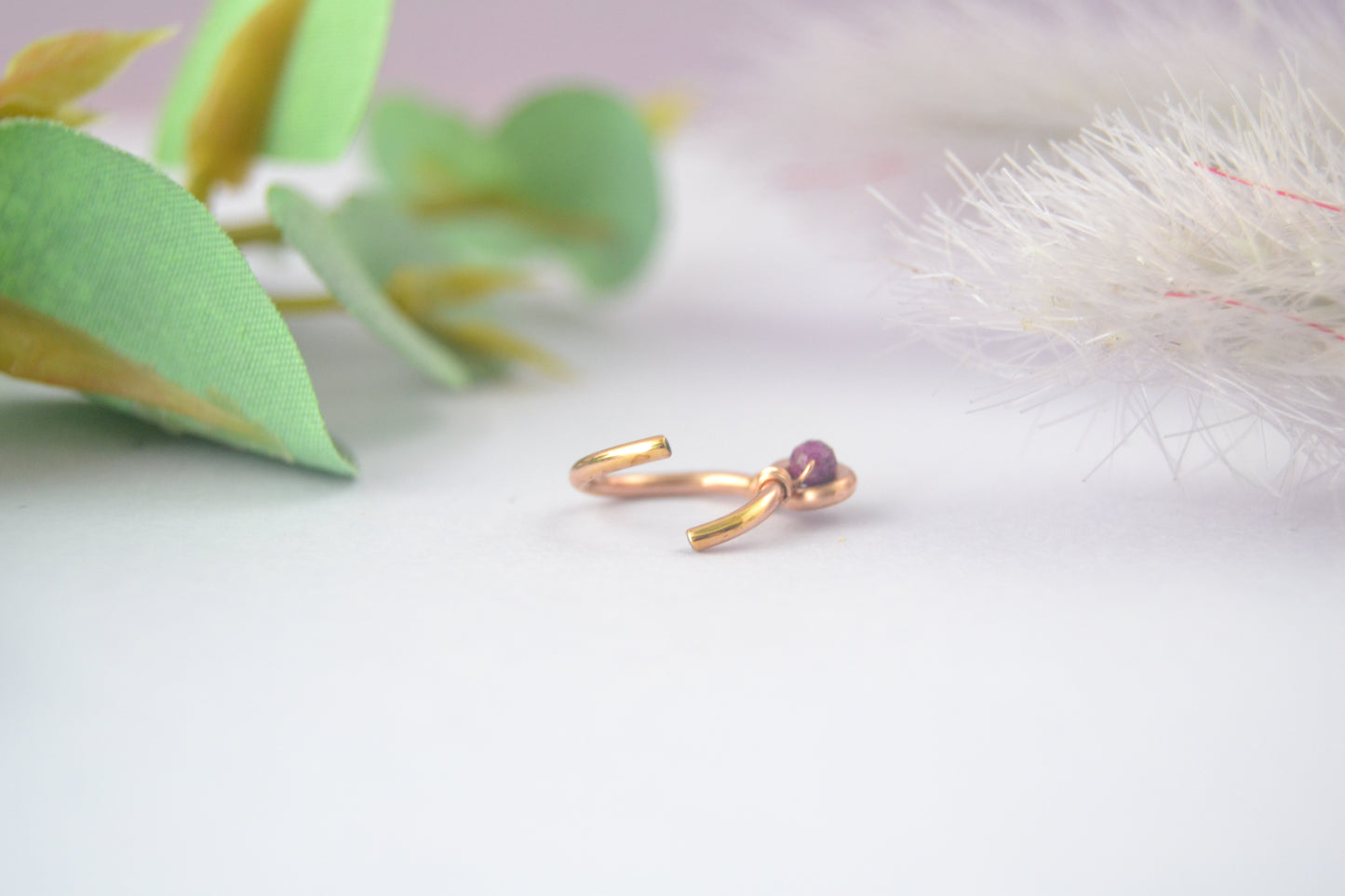 Grecian Loop Gemstone Cartilage Hoop - Rose Gold Fill