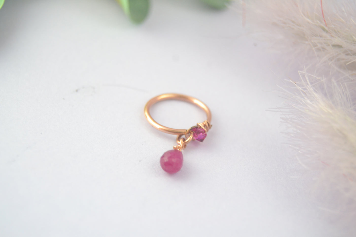 Gemstone Briolette & Crystal Cartilage Hoop - Rose Gold Fill