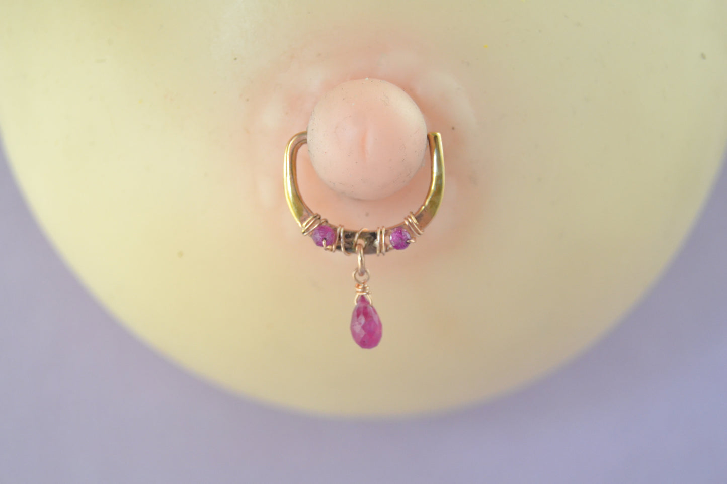 Romantic Ruby Dangle Seamless Nipple Ring - 1pc