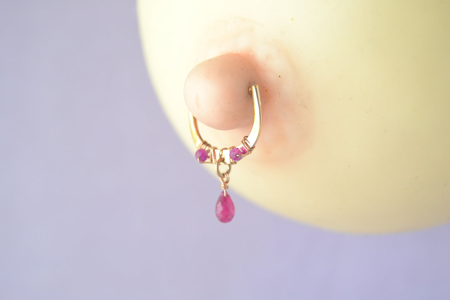 Romantic Ruby Dangle Seamless Nipple Ring - 1pc