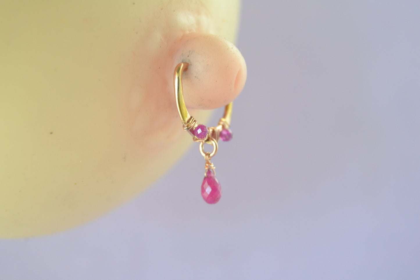 Romantic Ruby Dangle Seamless Nipple Ring - 1pc