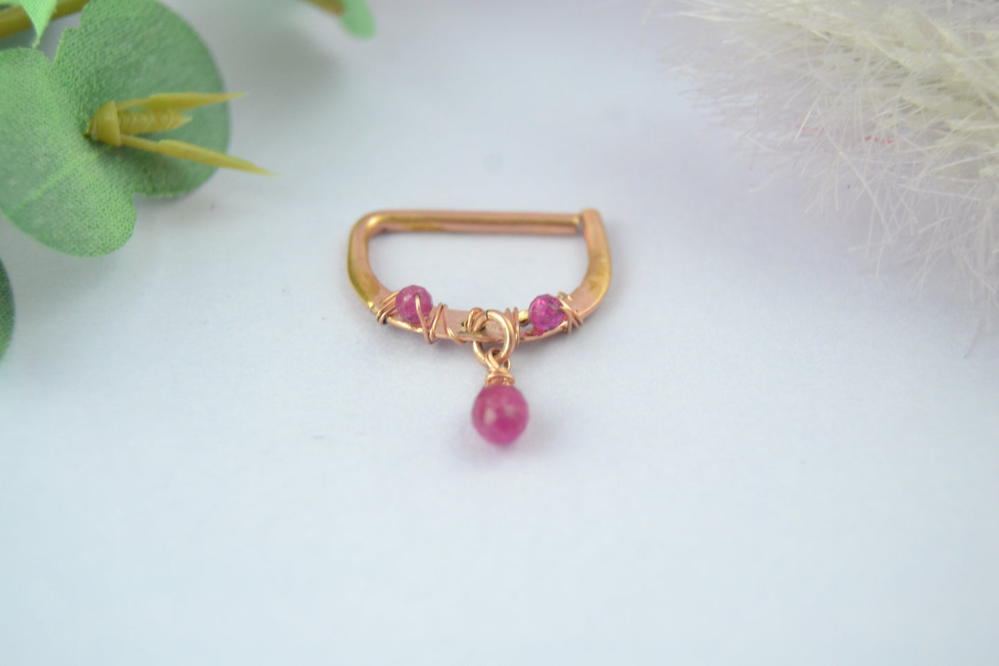 Romantic Ruby Dangle Seamless Nipple Ring - 1pc