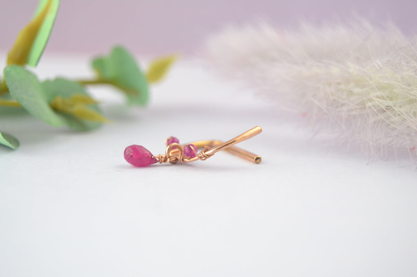 Romantic Ruby Dangle Seamless Nipple Ring - 1pc