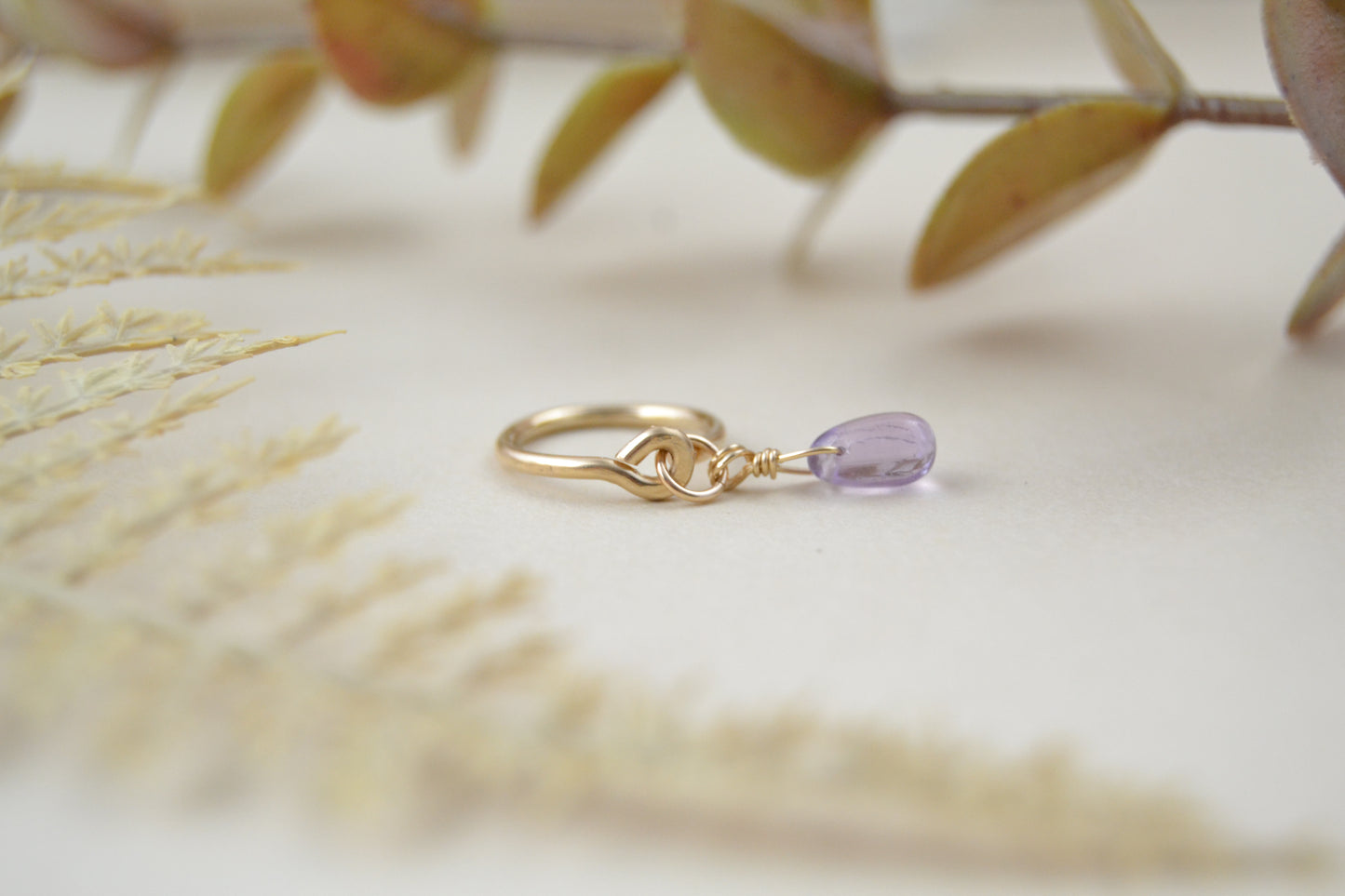 Grecian Amethyst Dangle Yellow Gold Fill Cartilage Earring