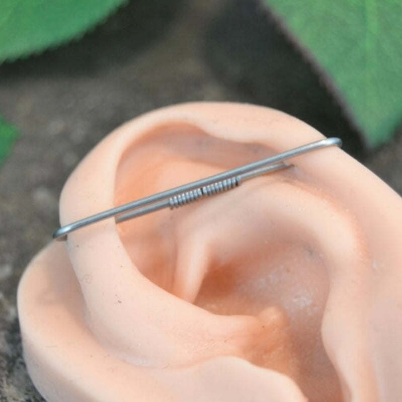 Simple Platinum Pierced Industrial Ear Bar - 20ga