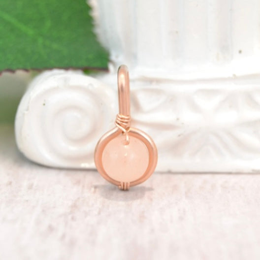 Gemstone Non Dangle Belly Ring - Solid 14k Gold 16ga