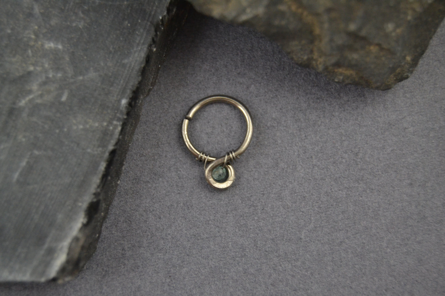 Grecian Loop Gemstone Septum Ring - Niobium