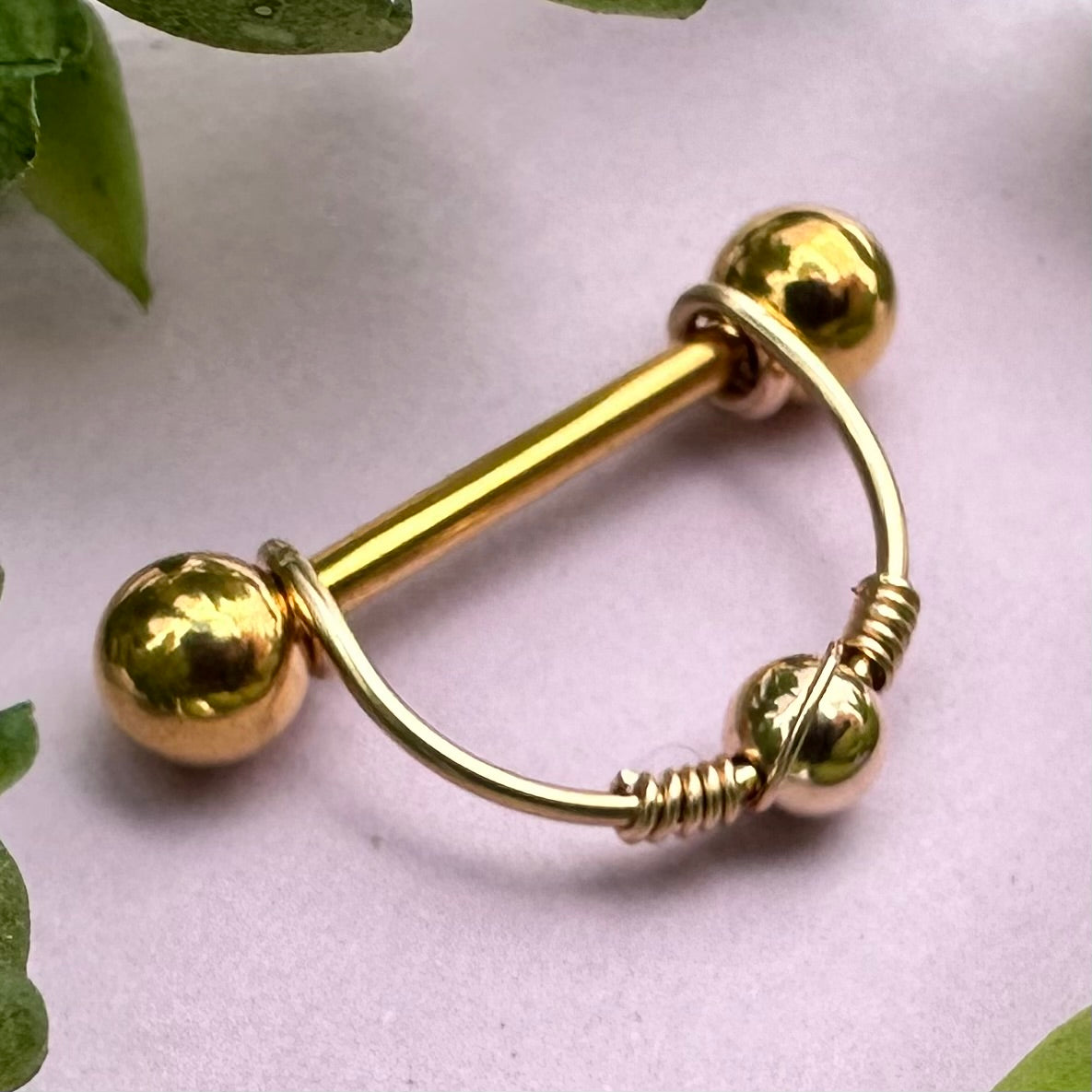 Beaded Nipple Ring Gold 316L Stainless Steel - 1pc