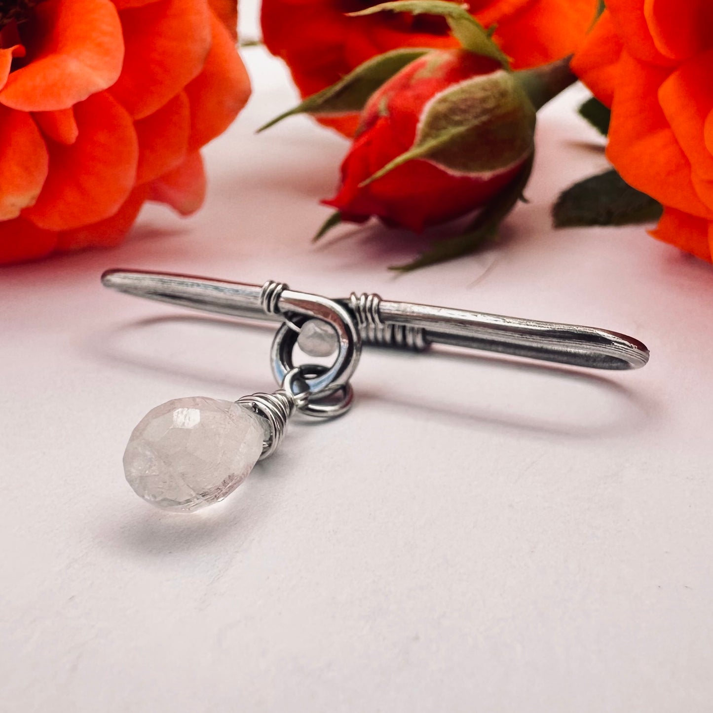Grecian Briolette Dangle Pierced Industrial Ear Bar - 316L Stainless Steel