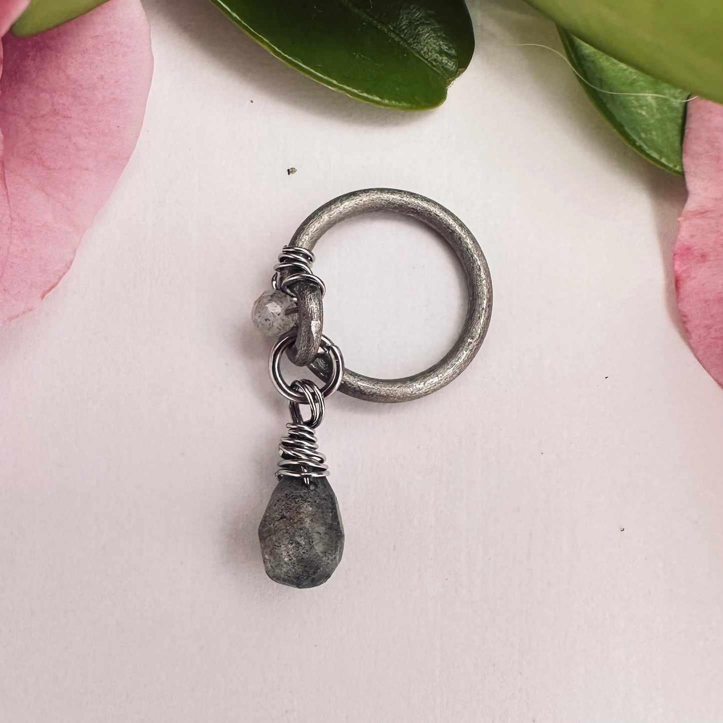 Grecian Labradorite Briolette Front Dangle Cartilage Hoop