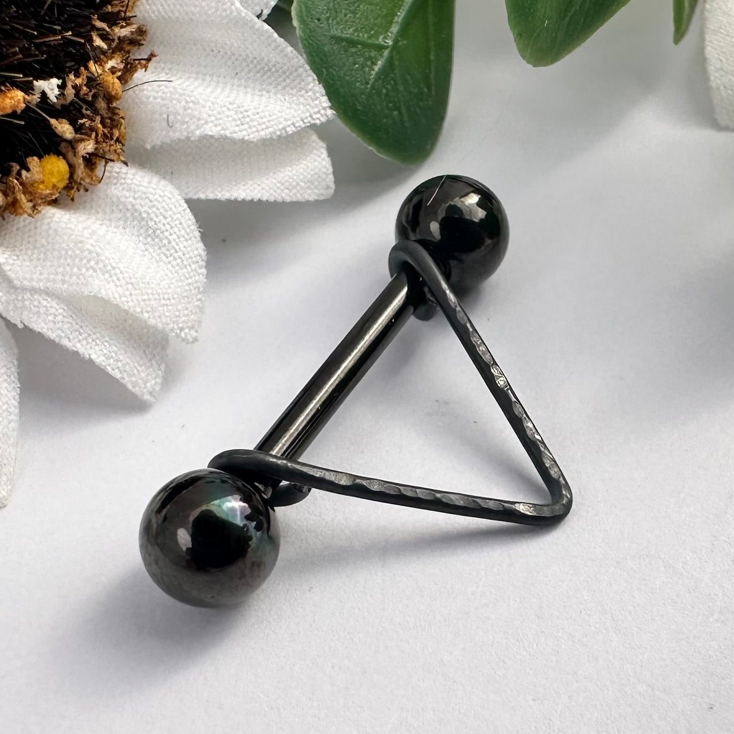 Simple V Textured Nipple Ring 316L Stainless Steel - 1pc