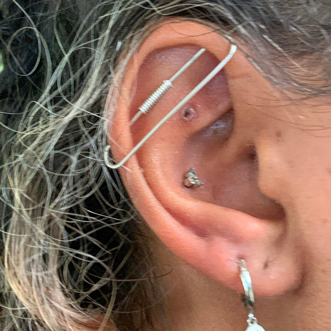 Simple Pierced Industrial Ear Bar - 16ga