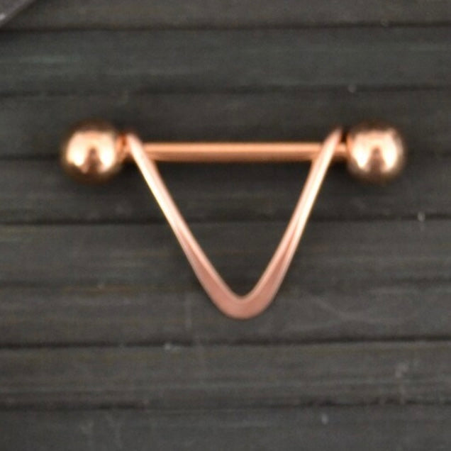 V Smooth Rose Gold IP 316L Stainless Steel Nipple Ring - 1pc