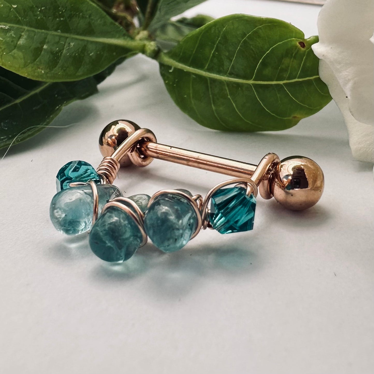 Healing Crystal Apatite Nipple Ring Barbell