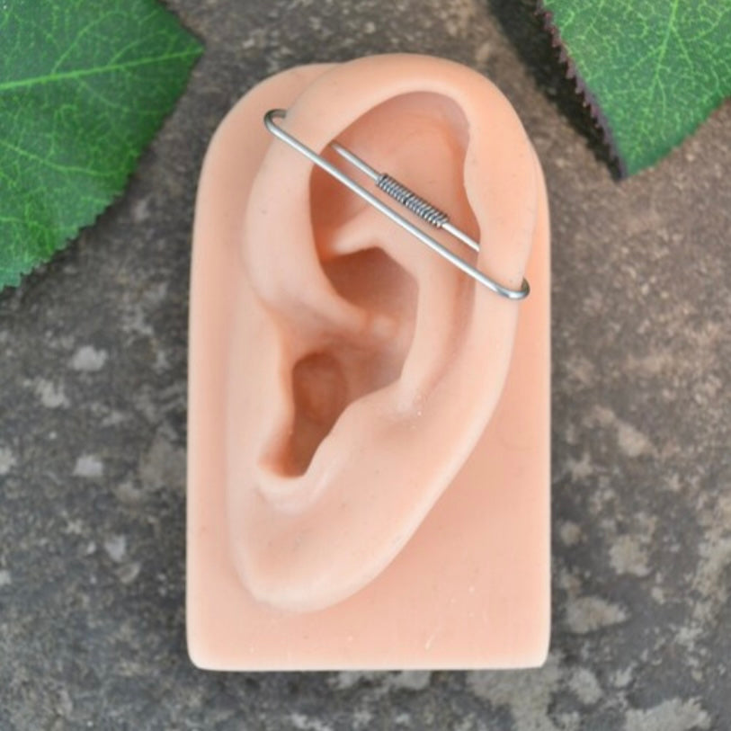 Simple Platinum Pierced Industrial Ear Bar - 20ga
