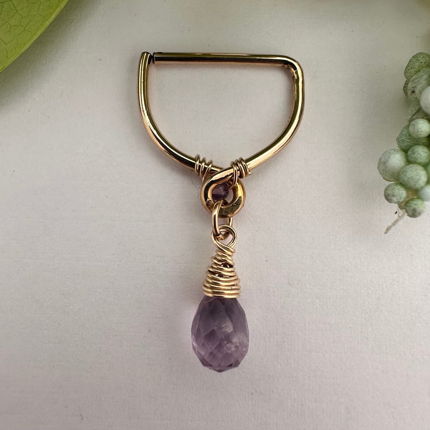 Grecian Amethyst Briolette Dangle Seamless Nipple Ring