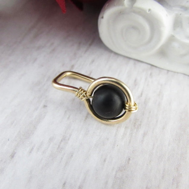 Gemstone Non Dangle Belly Ring - Yellow Gold Fill 18ga