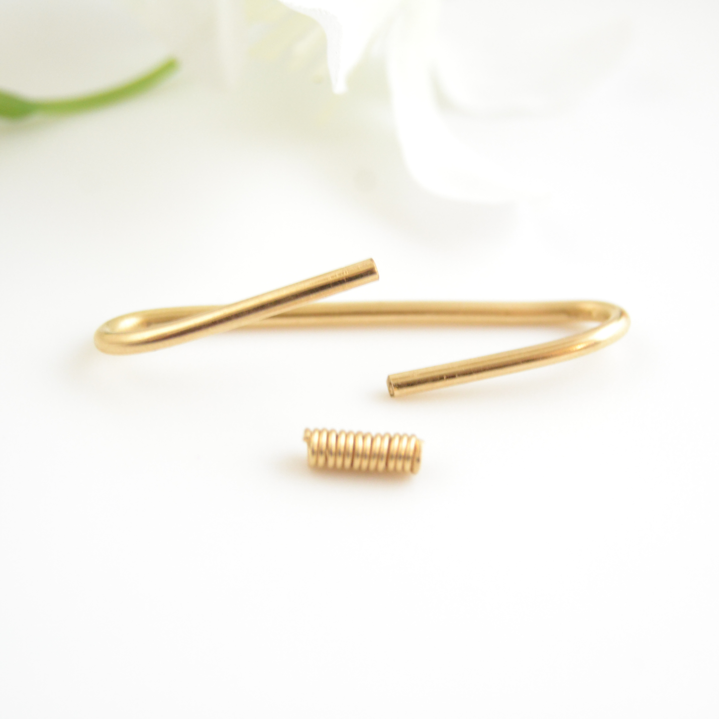 Simple Solid 14k Gold Pierced Industrial Ear Bar - 14ga