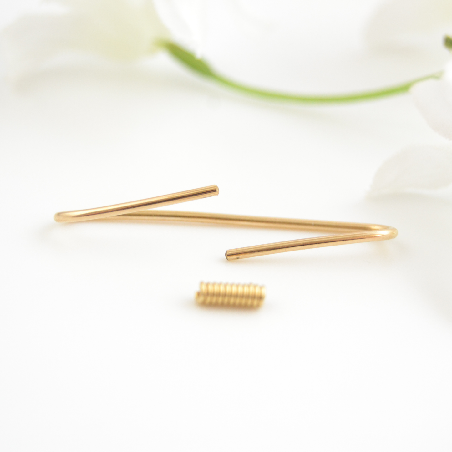 Simple Solid 14k Gold Pierced Industrial Ear Bar - 16ga