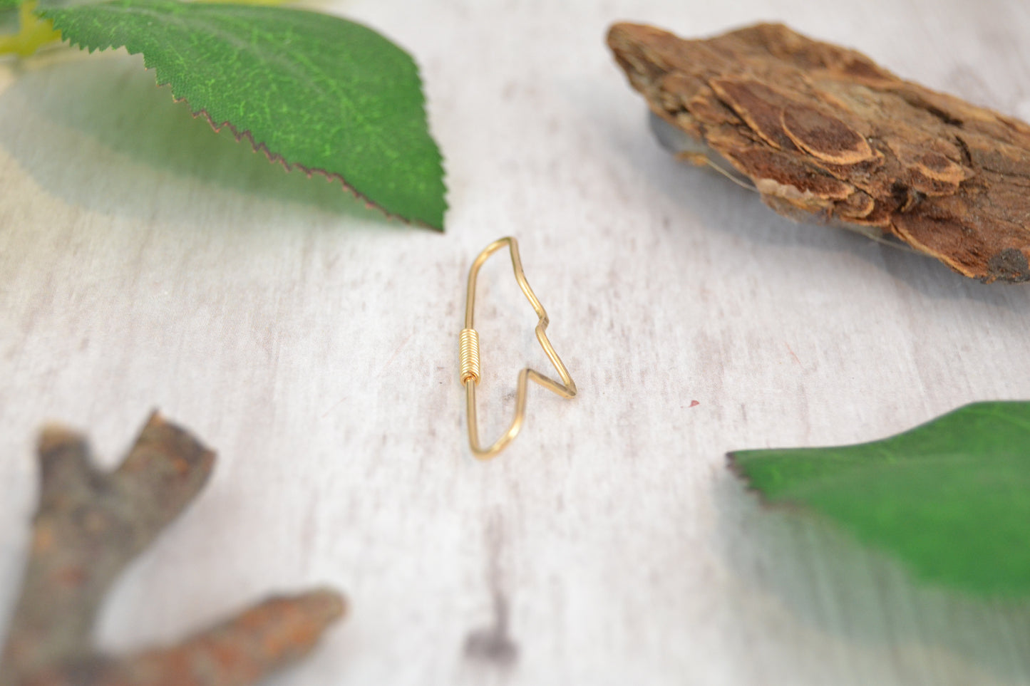 Mountain 18k Yellow Gold Textured Pierced Industrial Ear Bar