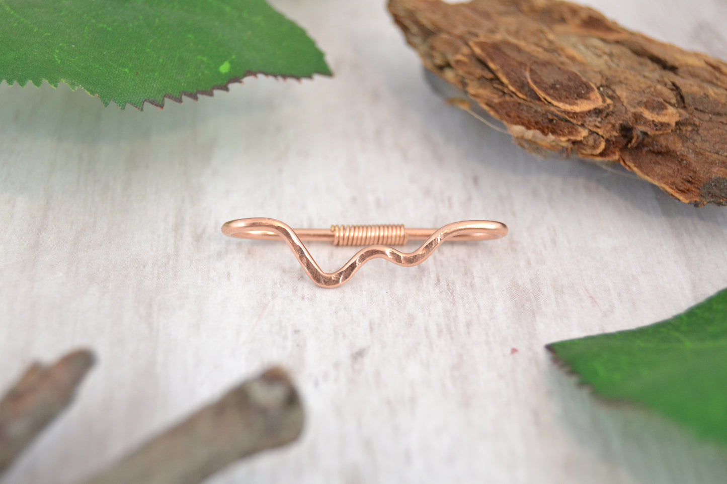 Mountain 14k Rose Gold Textured Pierced Industrial Ear Bar
