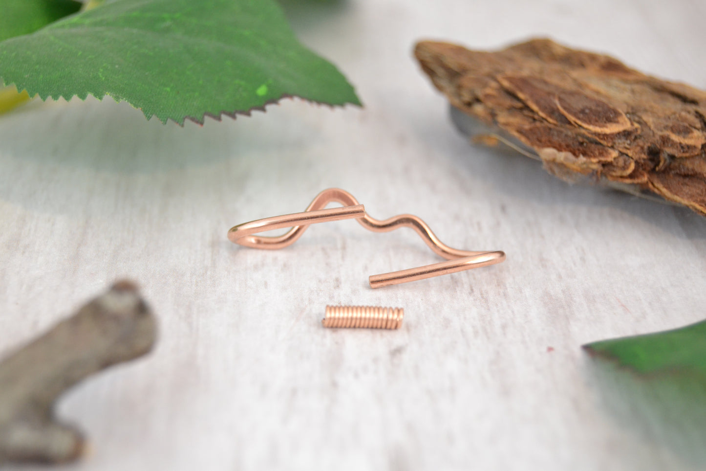 Mountain 14k Rose Gold Textured Pierced Industrial Ear Bar