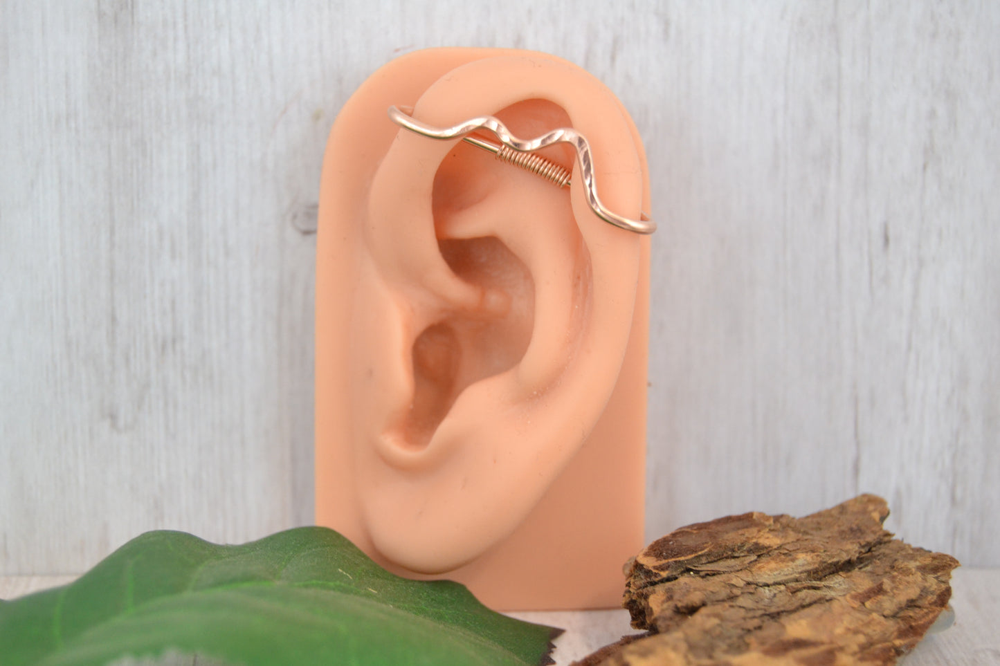 Mountain 14k Rose Gold Textured Pierced Industrial Ear Bar