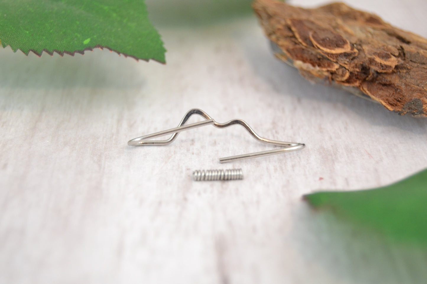 Mountain 316L Stainless Steel Textured Pierced Industrial Ear Bar