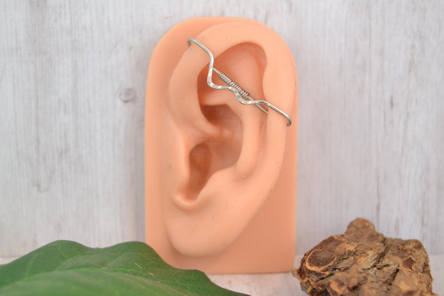 Mountain 316L Stainless Steel Textured Pierced Industrial Ear Bar