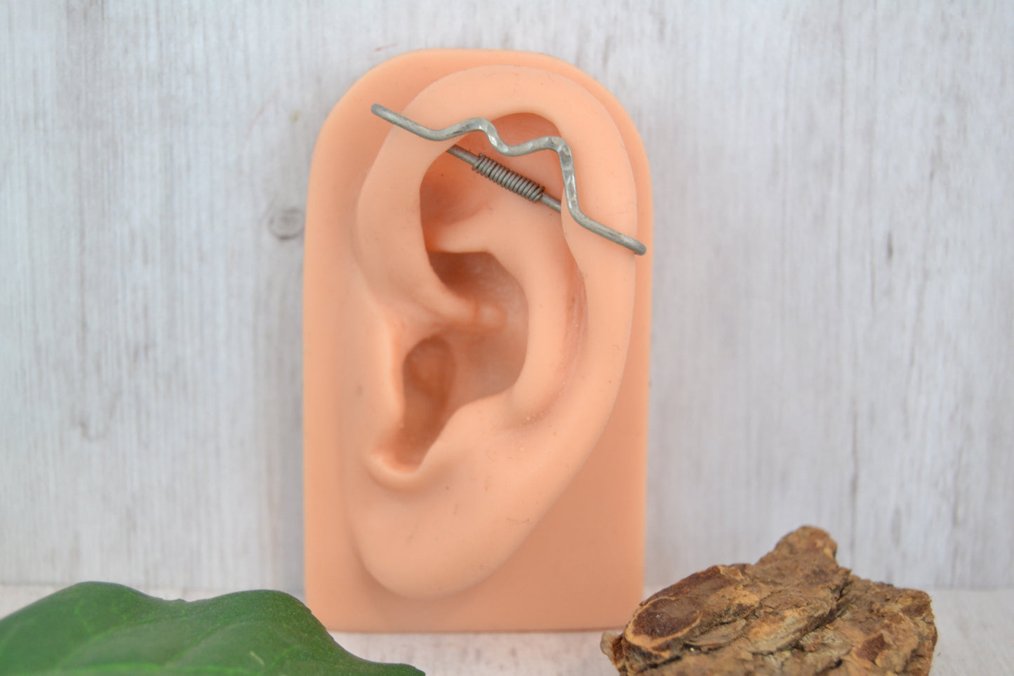 Mountain Titanium Textured Pierced Industrial Ear Bar