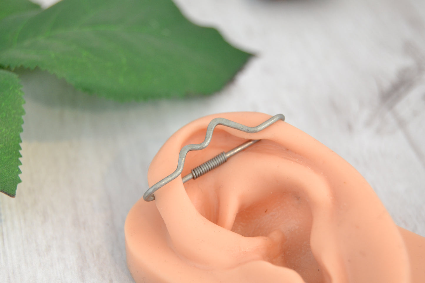 Mountain Titanium Textured Pierced Industrial Ear Bar