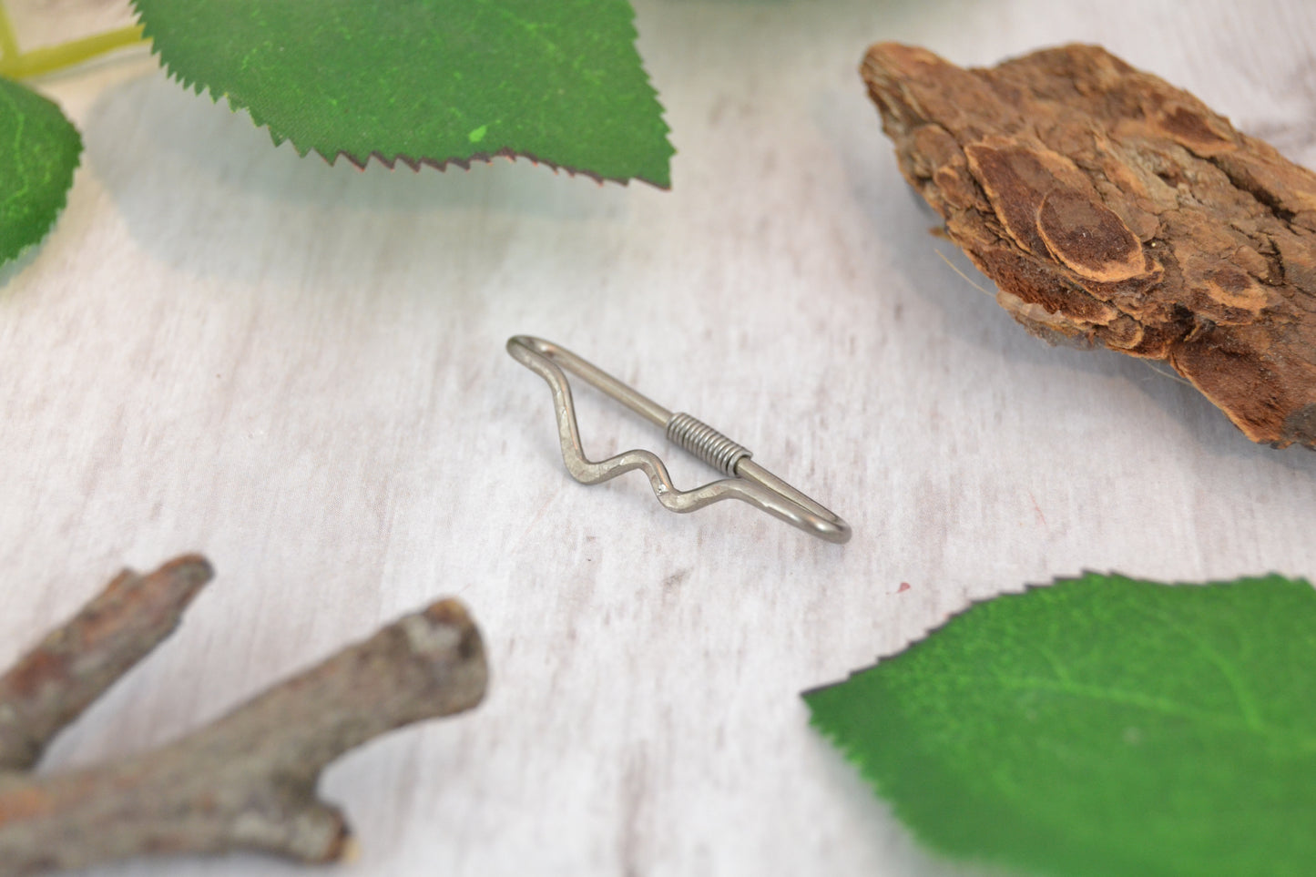 Mountain Textured Pierced Industrial Ear Bar - 16ga