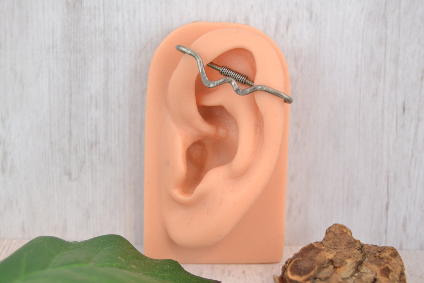 Mountain Niobium Textured Pierced Industrial Ear Bar